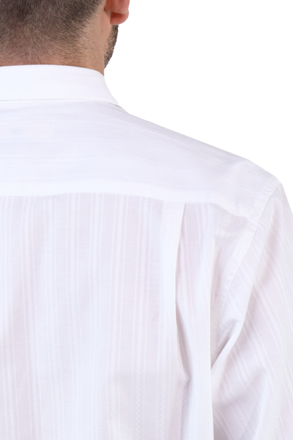 Guayabera Blanca Elegante Bordada De Algodón Corte Regular Para Caballero